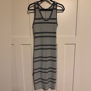 GAP Charcoal and White Striped Midi Dress